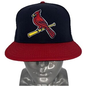 New Era St. Louis Cardinals Fitted Hat 7 1/2 Navy Red MLB 59FIFTY Cap